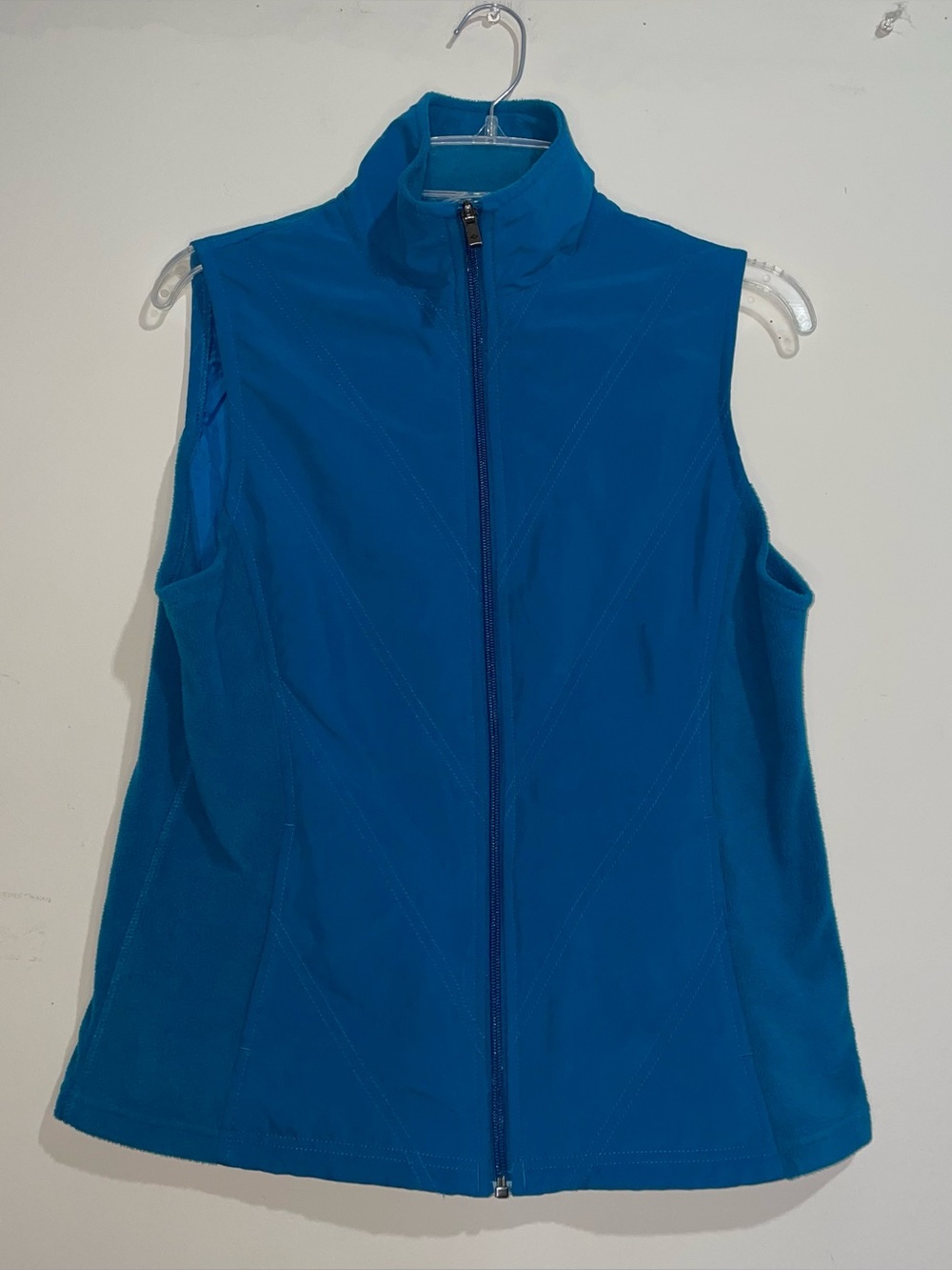 Columbia Bright Blue Quilted Side Fleece Full Zip Up M Vest Preppy